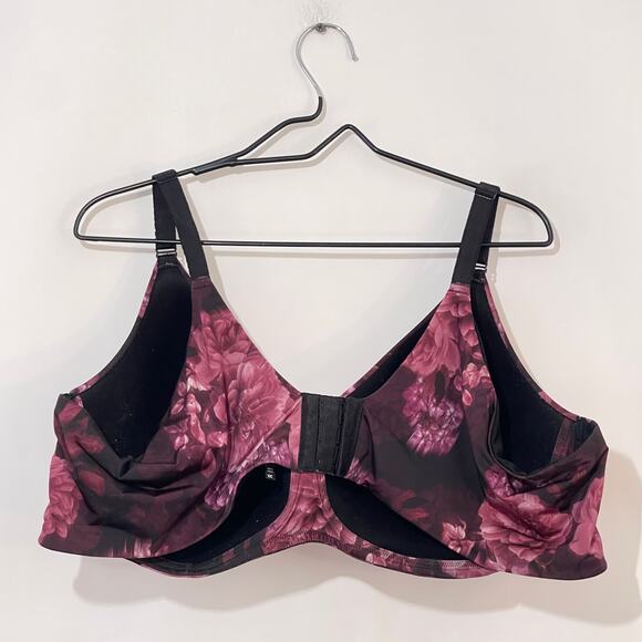 Torrid Curve Bra Womens Plus 52C Pink Floral T-Shirt Wireless Full Coverage - Picture 4 of 10